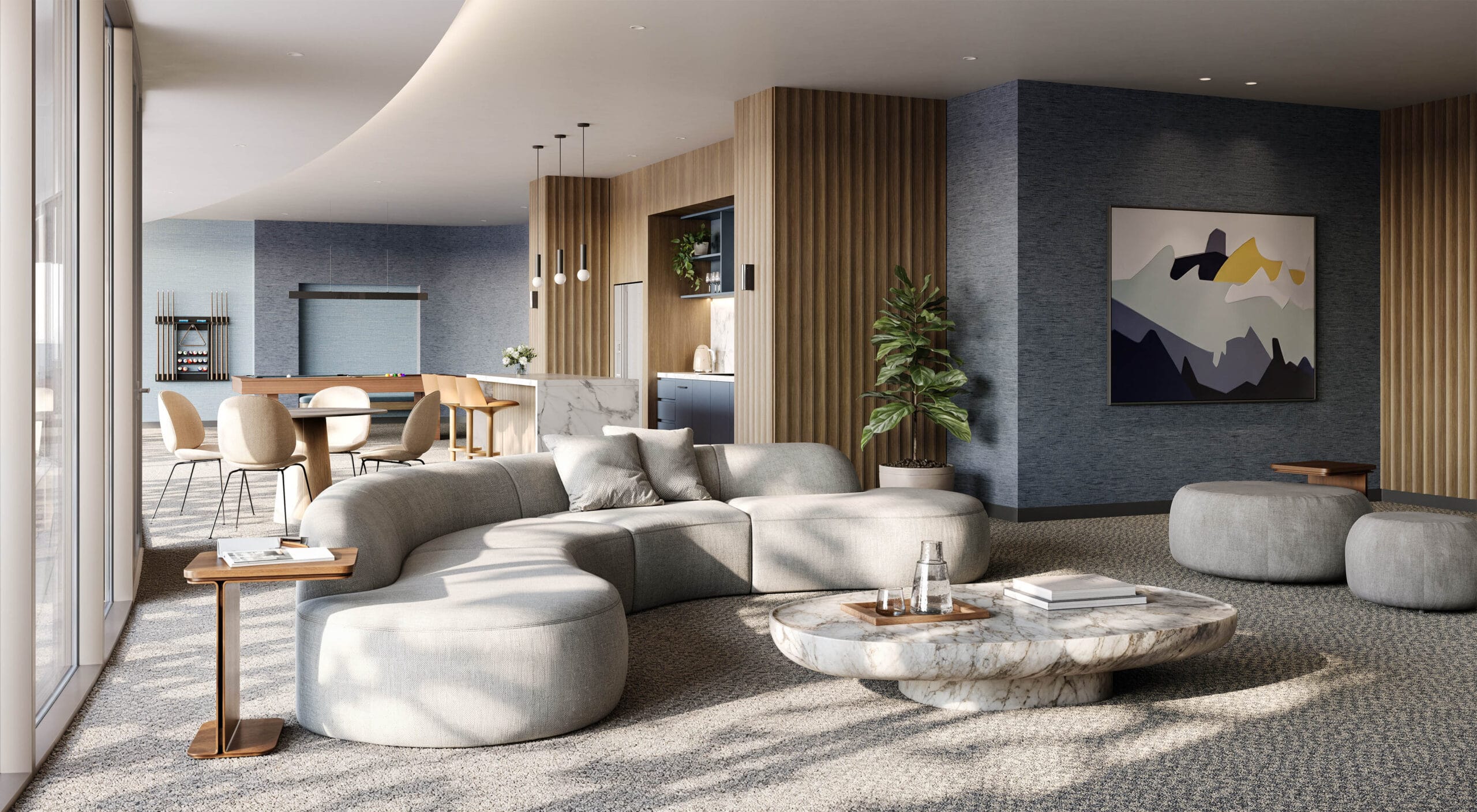 Riverbank Residences by Finbar resort-style amenities lounge and games